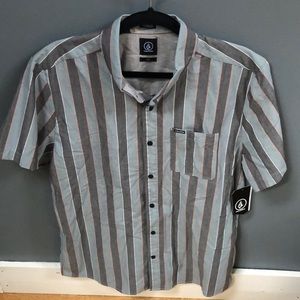 Striped short sleeve button down